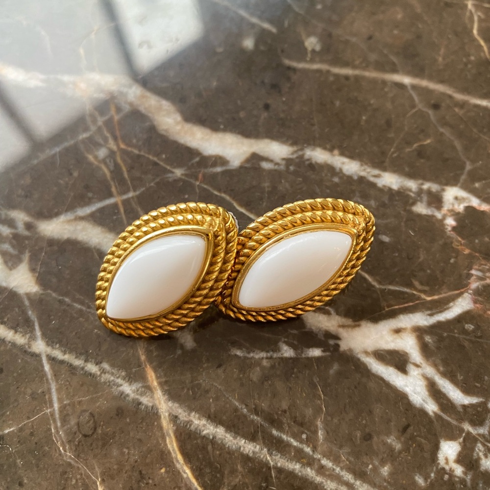 Elegant Gold and White Earrings